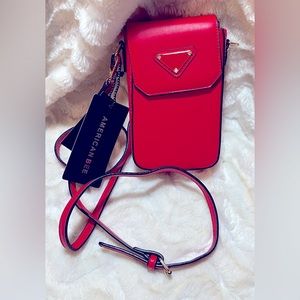 American Bee vegan leather red crossbody NWT